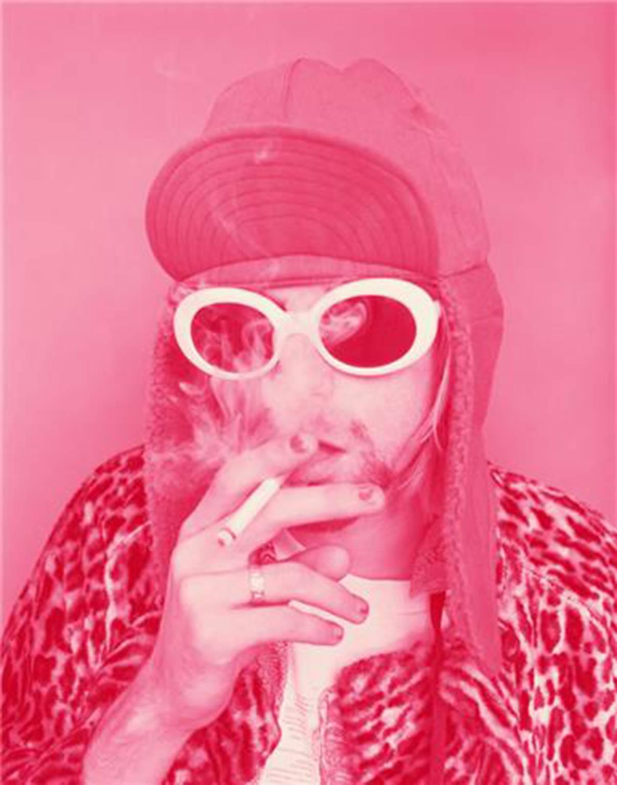 Jesse Frohman Portrait Photograph - Kurt Cobain; Smoking B, Pink