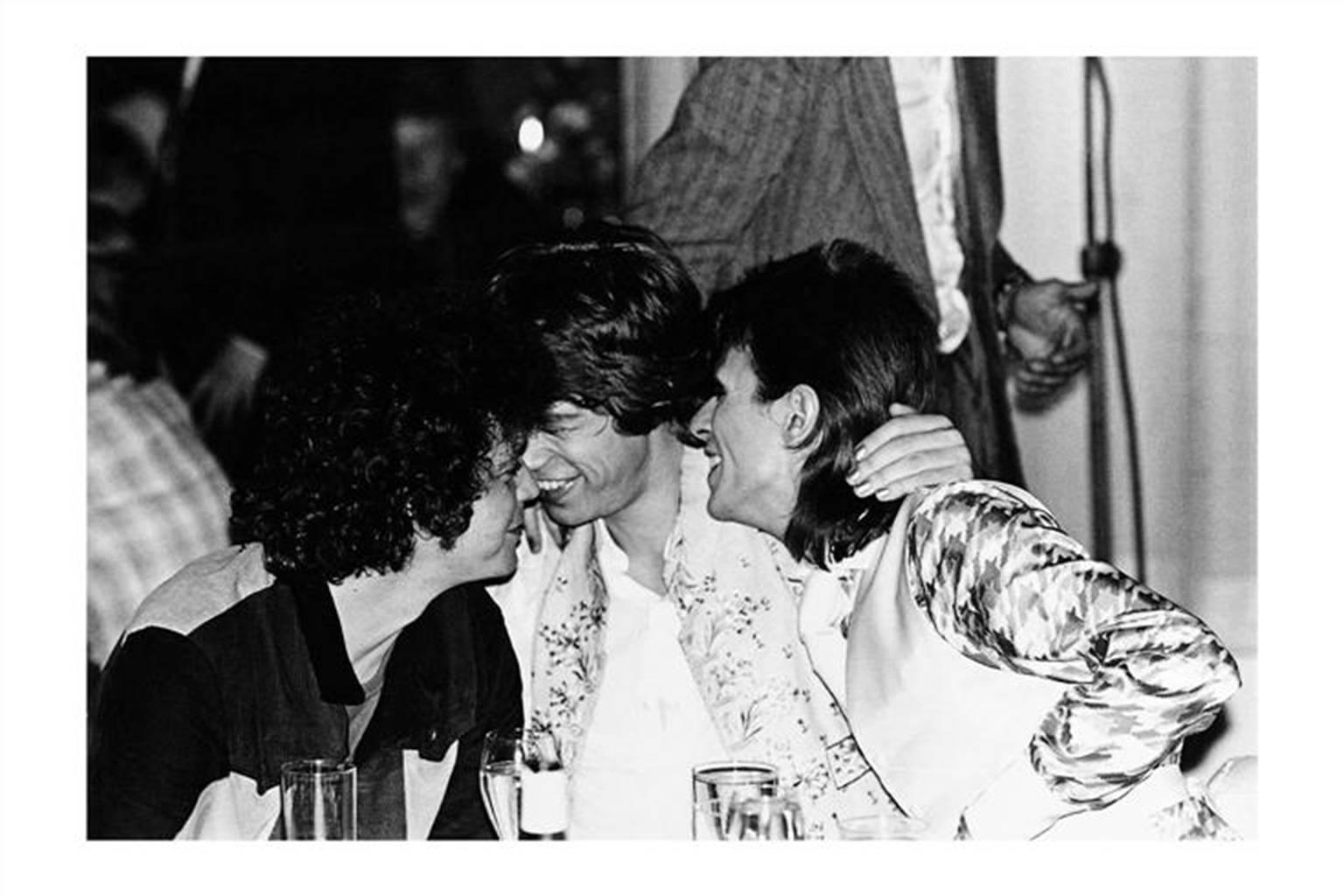 Mick Rock Black and White Photograph - Lou Reed, Mick Jagger, David Bowie, 1973
