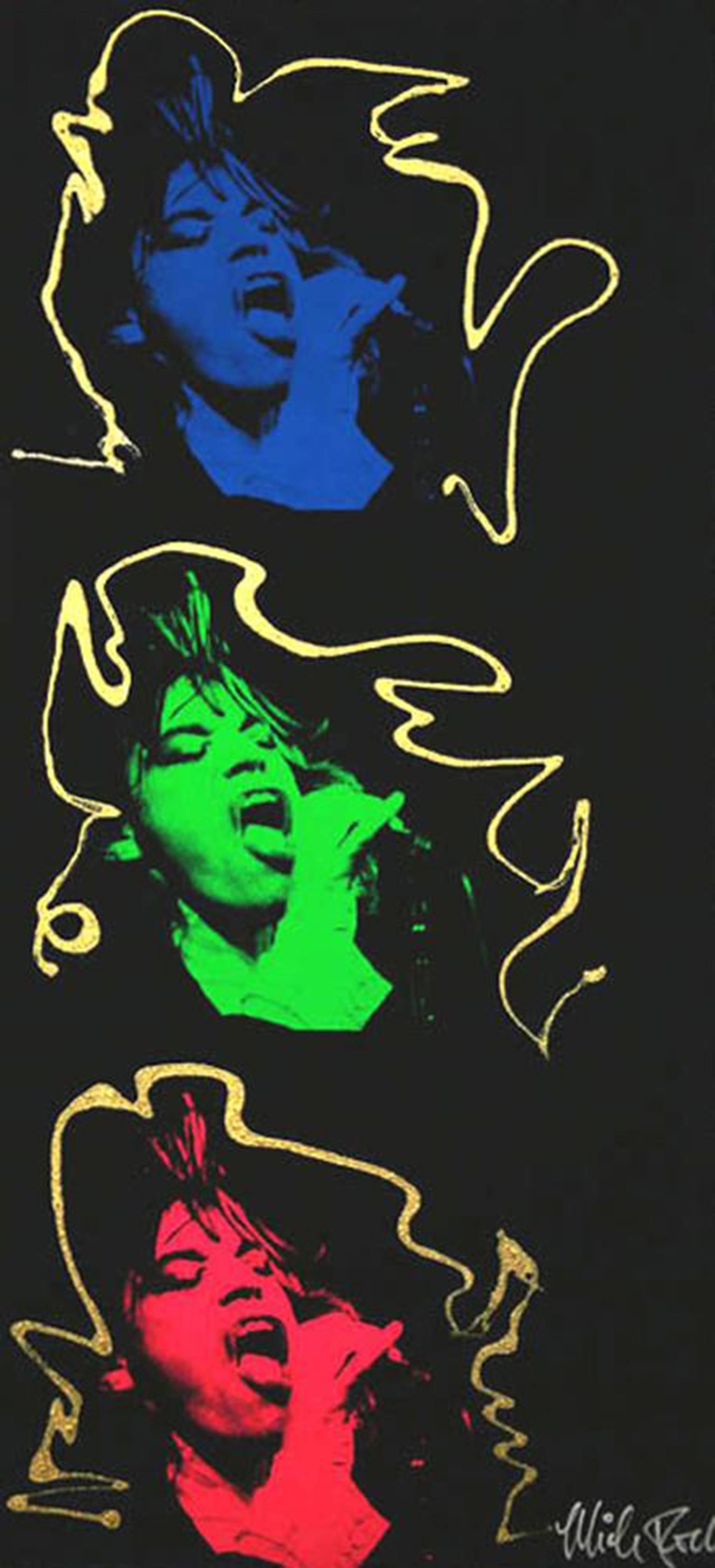 Mick Rock Abstract Painting - Mick Jagger Triptych