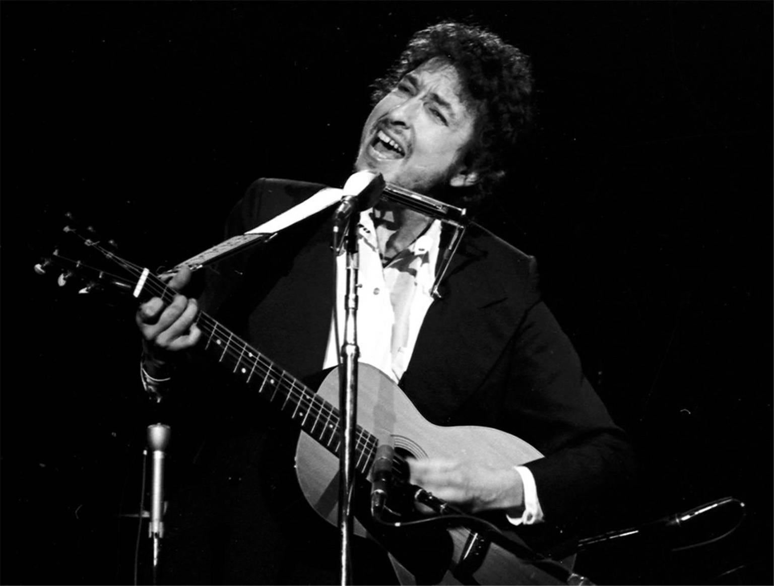 Jay Dickman Black and White Photograph - Bob Dylan, Dallas concert