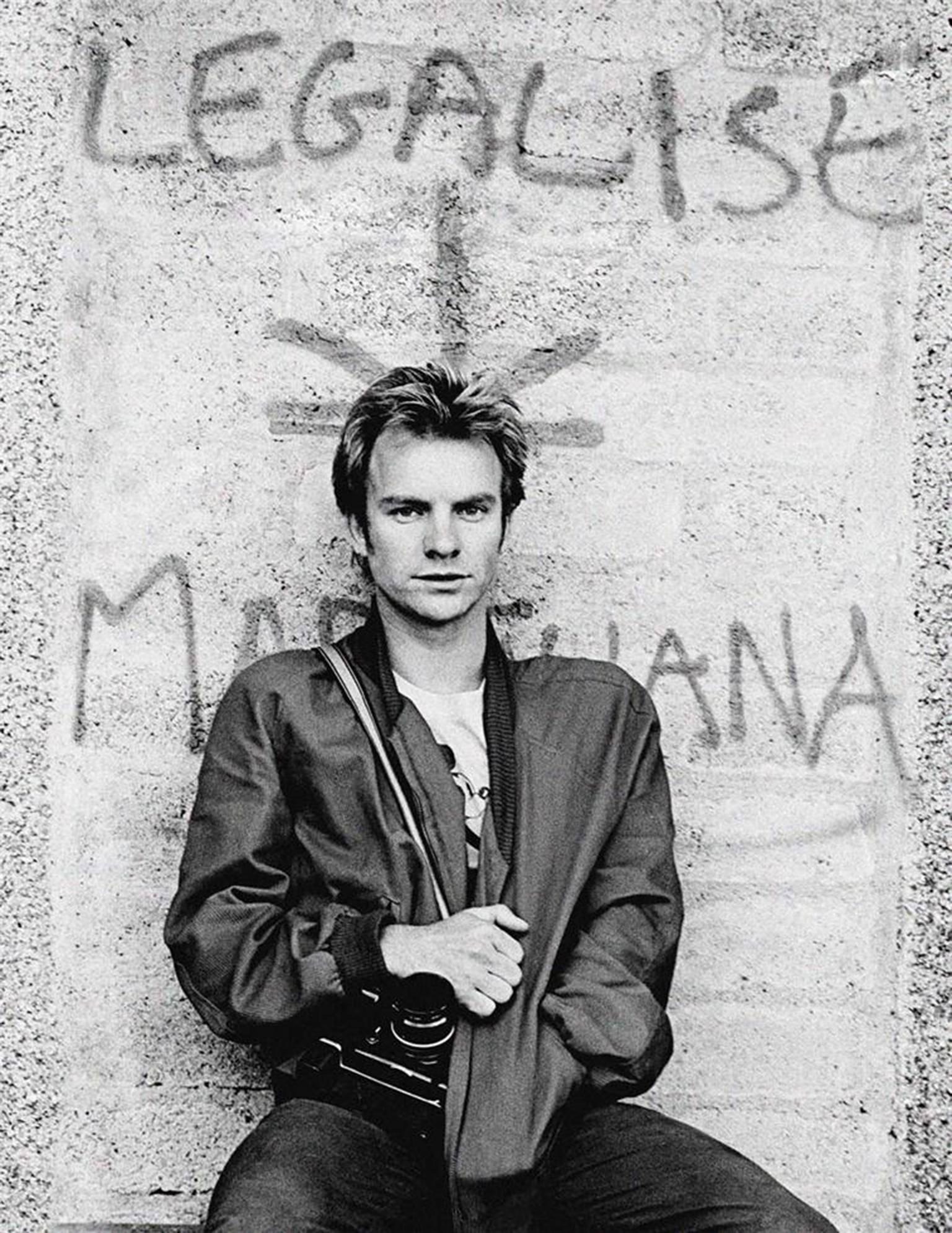 Colm Henry Black and White Photograph - Sting and Marijuana graffiti