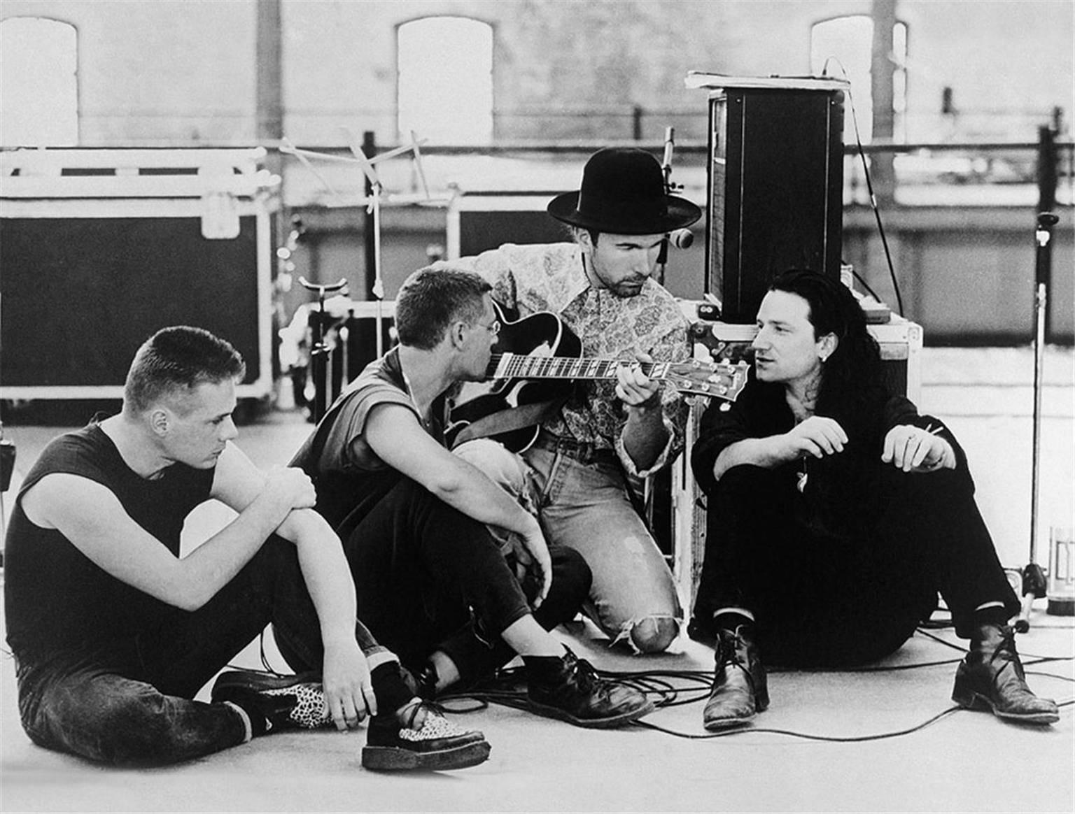 Colm Henry Black and White Photograph - U2 recording Rattle and Hum in Dublin
