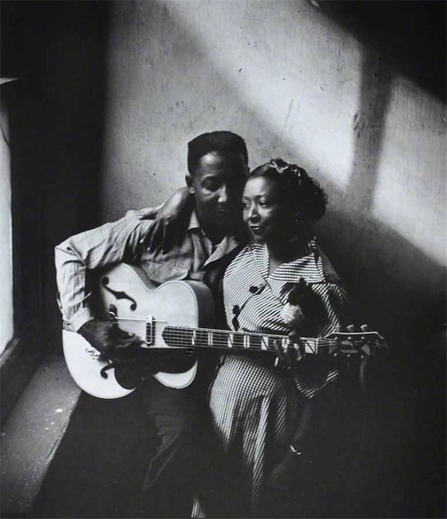 Art Shay Black and White Photograph - Muddy Waters with wife Geneva, 1950