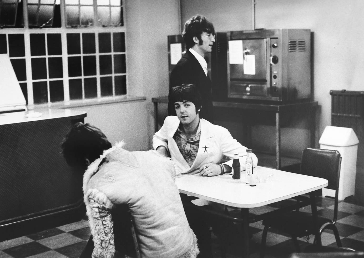 David Mangus Black and White Photograph - The Beatles Tea Break, London, 1967