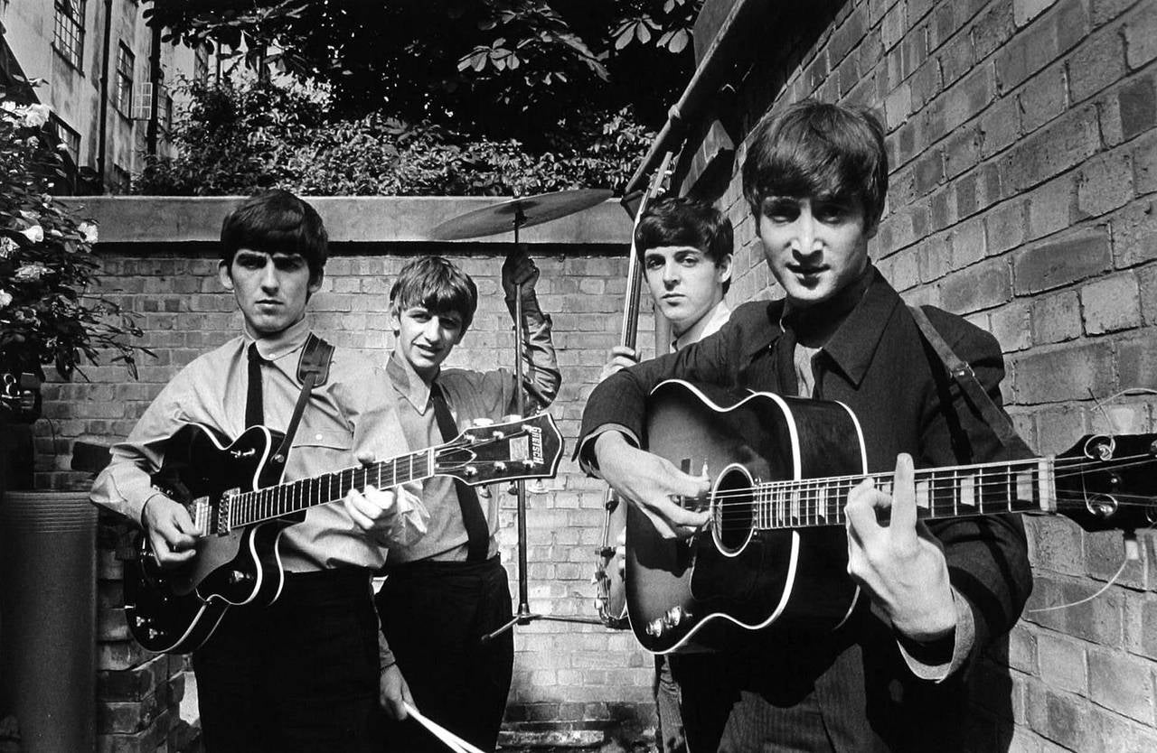 Terry O'Neill Black and White Photograph - The Beatles, Abbey Road Studios