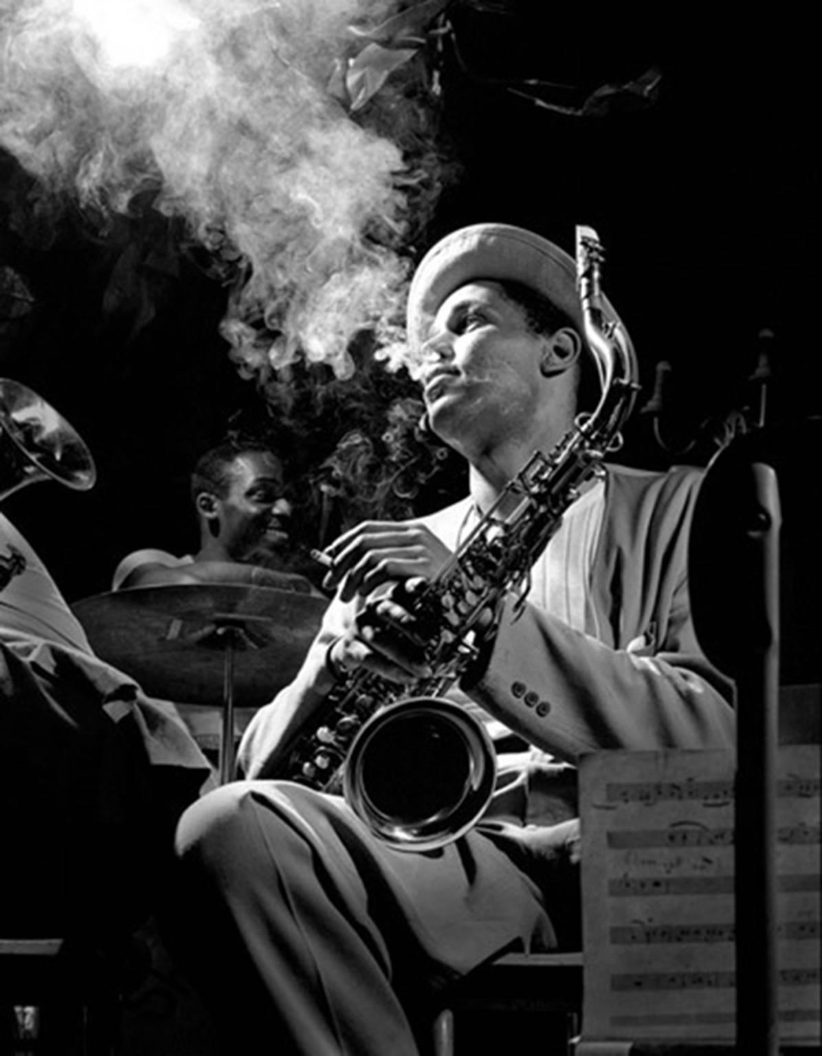 Herman Leonard Portrait Photograph - Dexter Gordon, "Smoke", New York, 1948