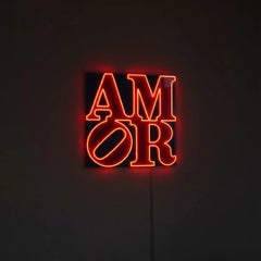 ROBERT INDIANA - AMOR YP x Robert Indiana. Lámpara LED de neón de diseño. Arte pop, Pared