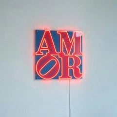 ROBERT INDIANA - AMOR YP x Robert Indiana. Lámpara LED de neón de diseño. Arte pop, Pared