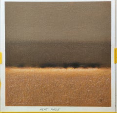 HITZEBLAU - Modernes Landschaftsbild in Ölpastell, warme Farbtöne, strahlendes Licht
