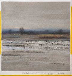 KALTER MORGEN - Modernes Landschaftsbild in Ölpastell, warme Farbtöne, strahlendes Licht