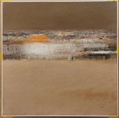 CITY ON THE SAND  -  Atmospheric Oil Pastel Painting, Warm Tones, Bright Light