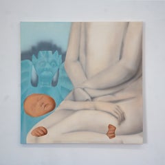 "Sulle ginocchia di mia madre" - Pittura figurativa contemporanea