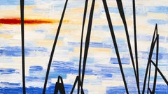 Reeds 12 July 21:11 - Expressive Landscape Painting, Nature, Lake View