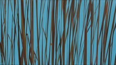 Reeds 11 February 16:03 - Minimalistic Landscape Oil Painting, Nature, Lake View