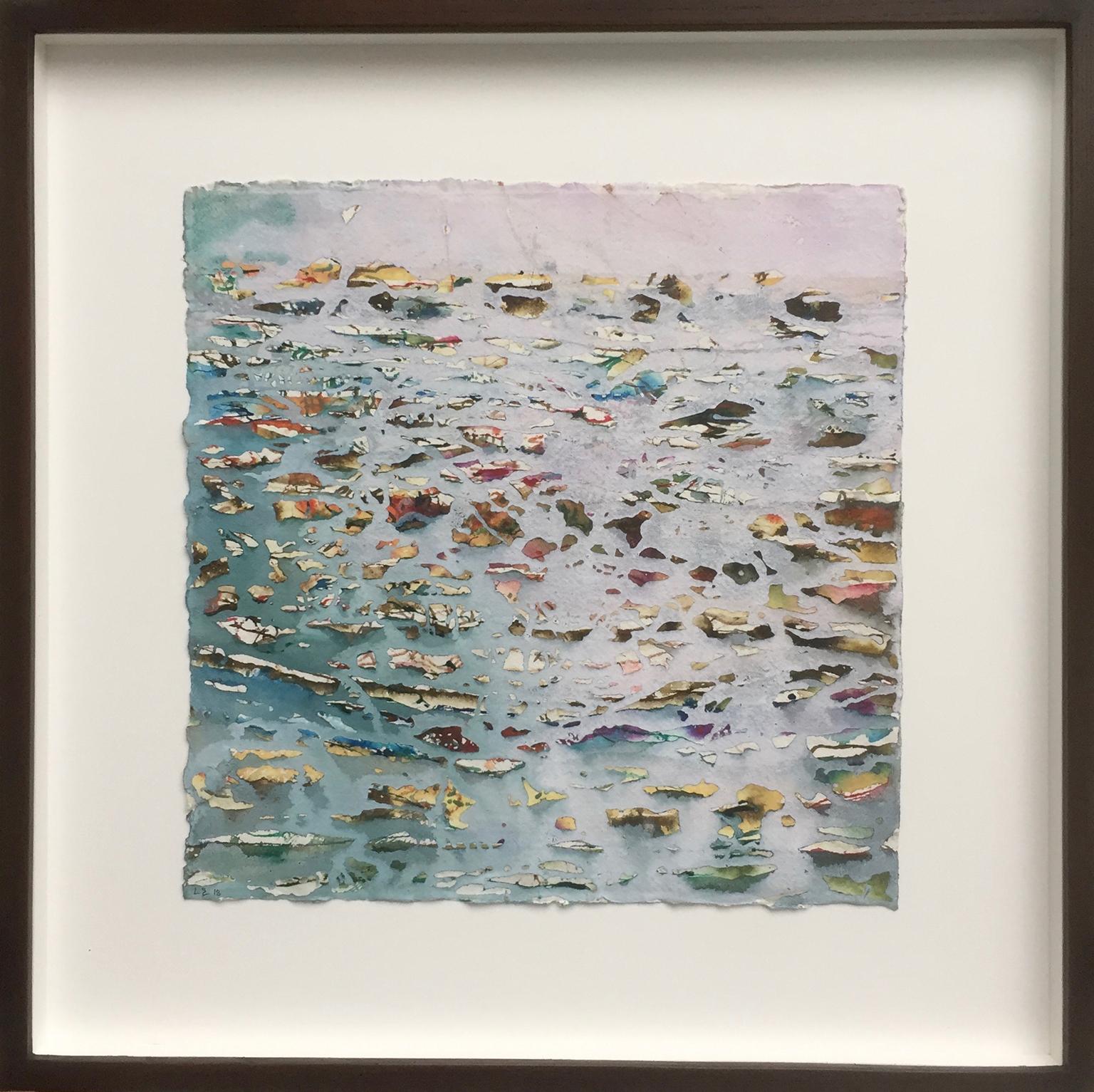 Waterline 16 - Abstract mixed media landscape painting by Luke Elwes, 2017 For Sale 1