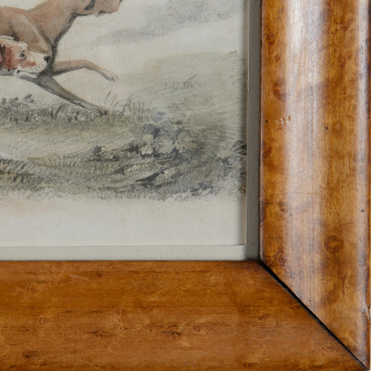 Two Pointers in a Landscape - 19th century watercolour of dogs - Victorian Art by Unknown