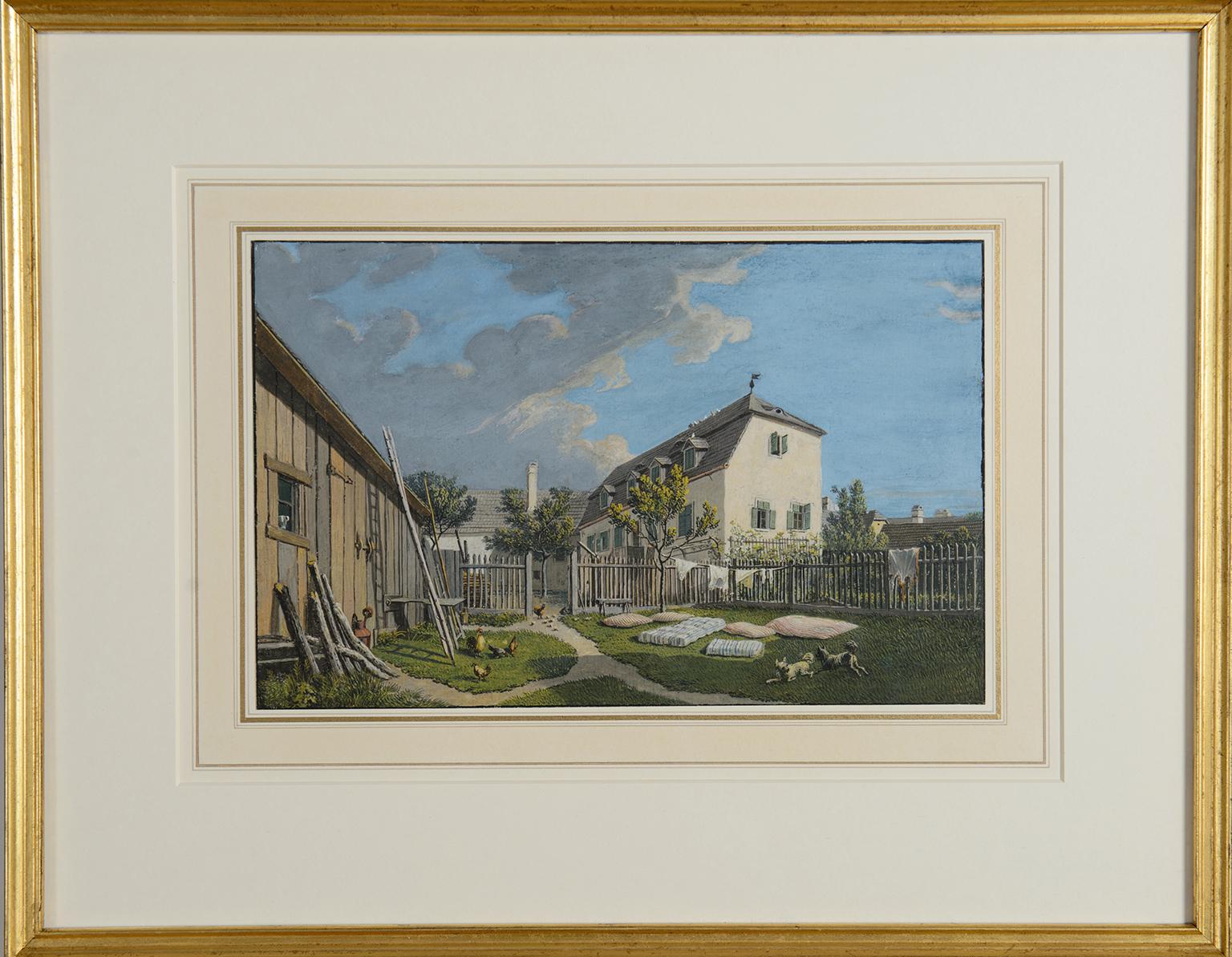 Maison à Heiligenstadt - 19th century painting, a domestic scene outdoors - Art by Unknown