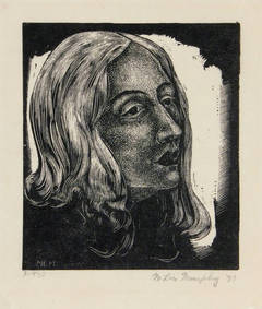 American WPA Era Woodcut Portrait