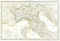 Vintage Map of Northern Italy,  1830