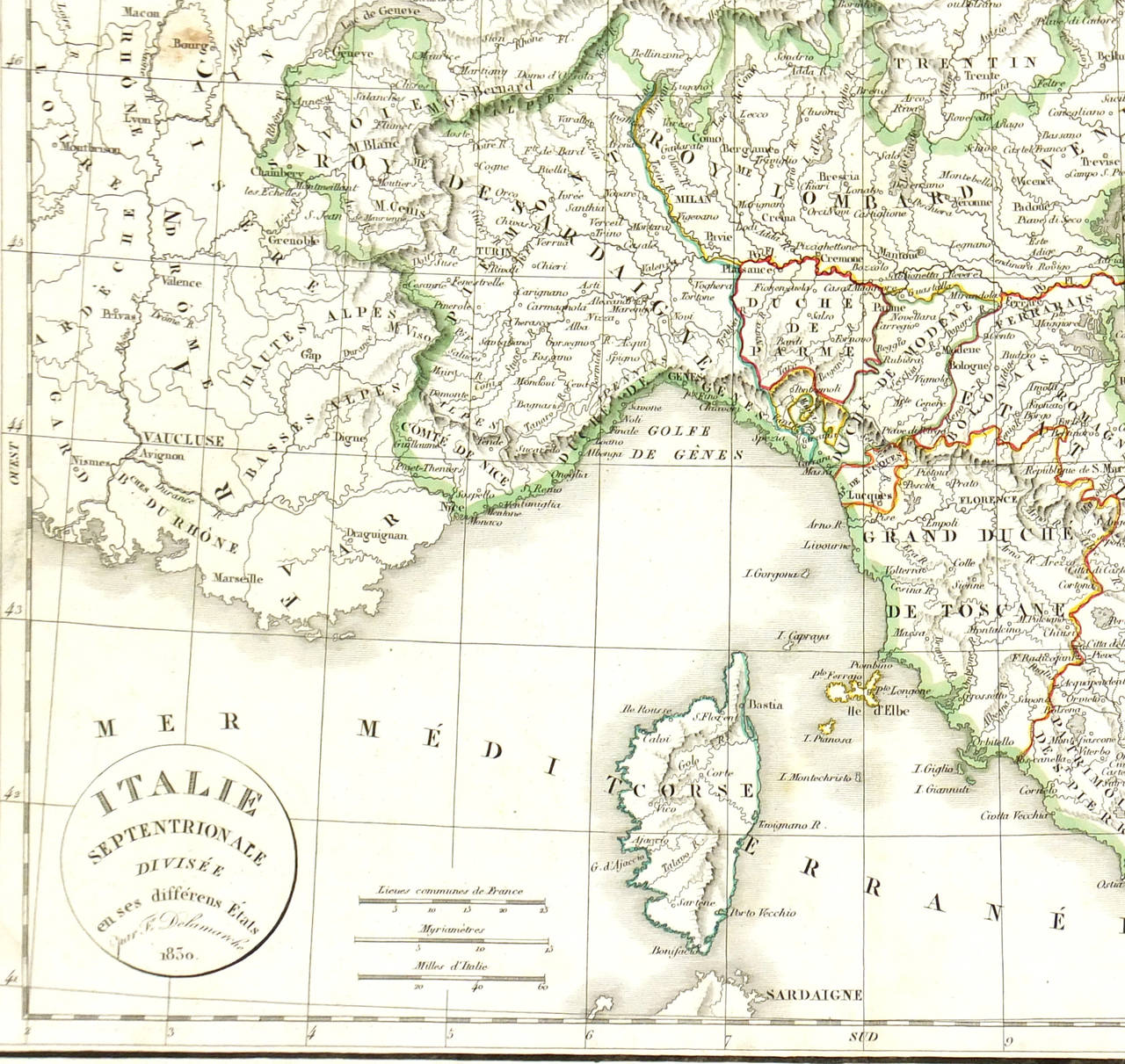 Mappa d'epoca dell'Italia settentrionale,  1830 - Print Altro stile artistico di Unknown