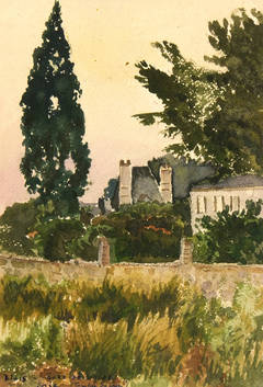 French Watercolor of Blois Chateau, C. 1930