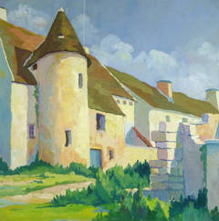 French Castle Architecture Landscape Painting