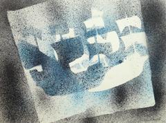 Vintage French Acrylic Abstract - Twilight Ship