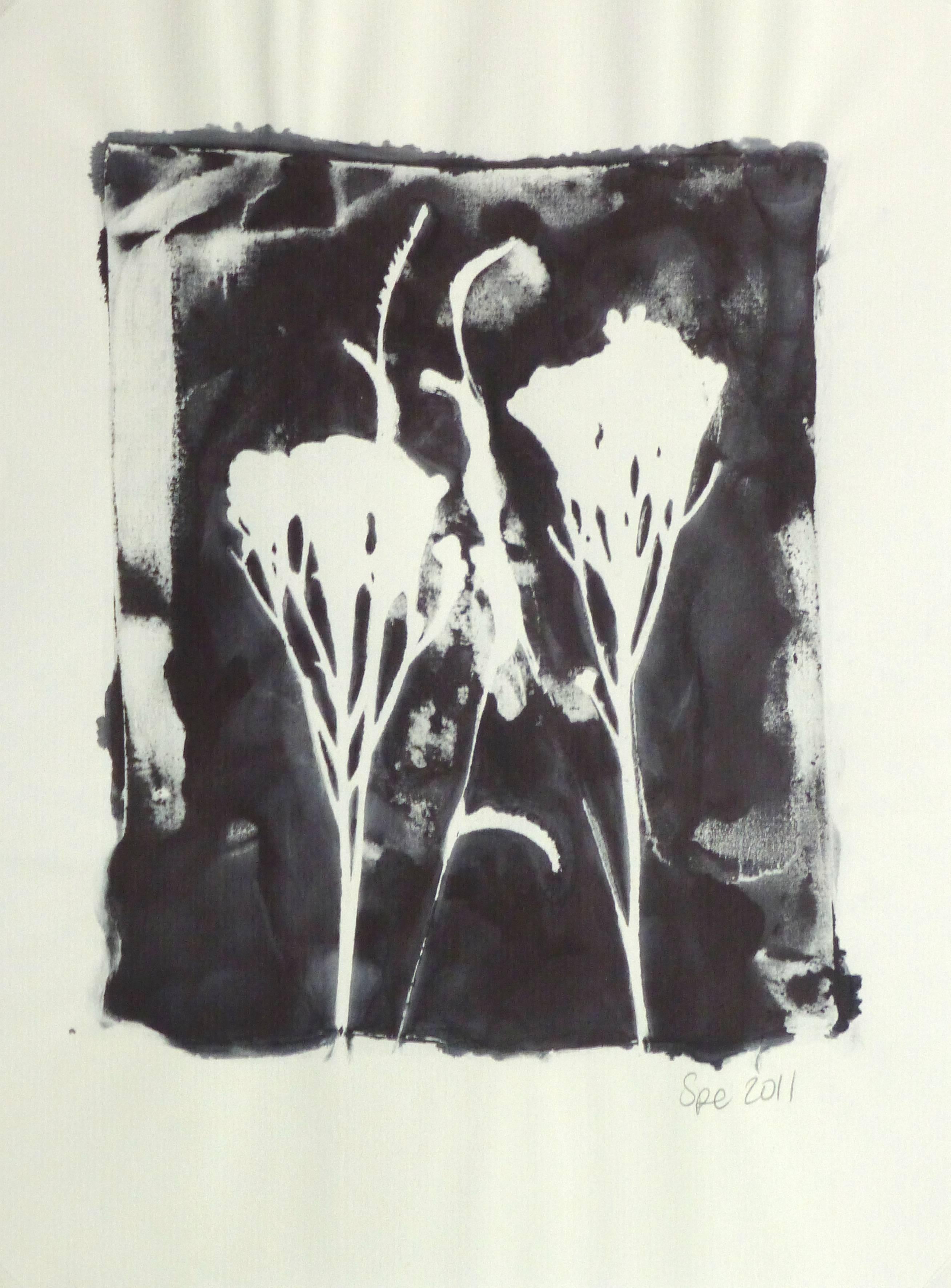 Unknown Still-Life Painting - English Ink Painting - Wildflowers