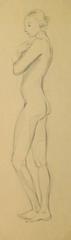 Vintage Pencil Sketch-  Timid Nude