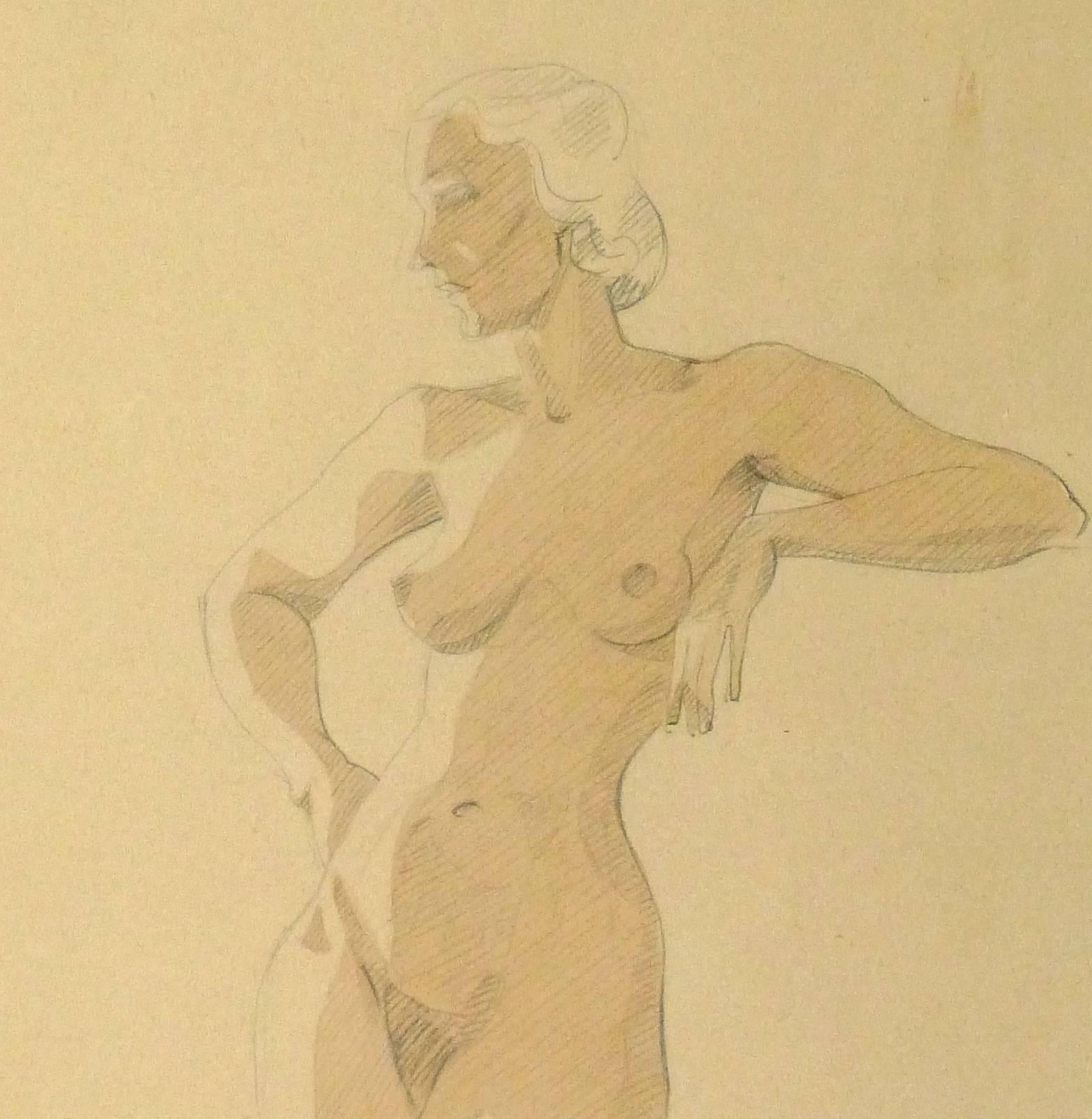 vintage nude drawings and watercolors