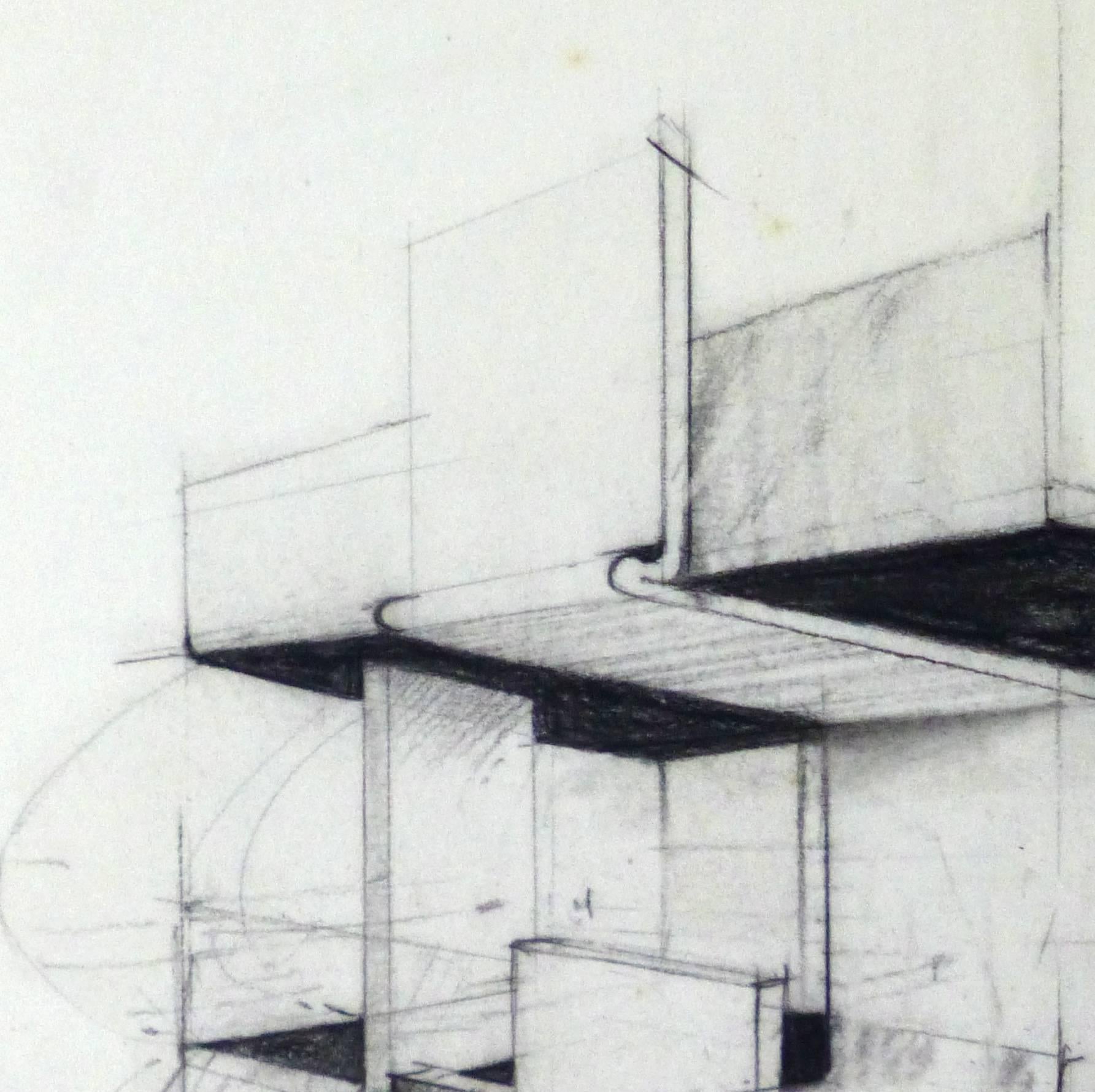 Vintage By - Dessin d'architecture - Gris Abstract Drawing par Unknown
