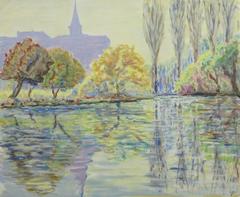 Vintage French Landscape - Pastel Reflections