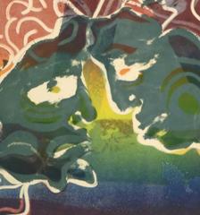 Monotipo moderno abstracto americano - Arco iris y caras