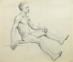 Nude Pencil Sketch - Seated Male 