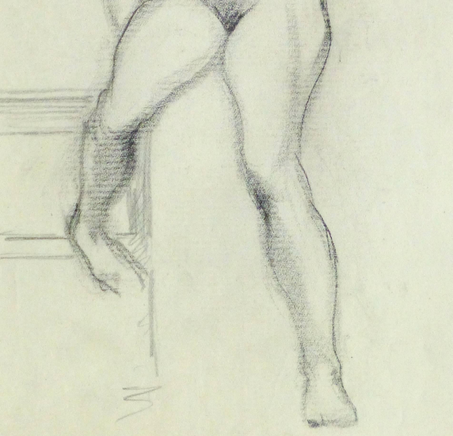 Nude Pencil Sketch - Seated Female 1