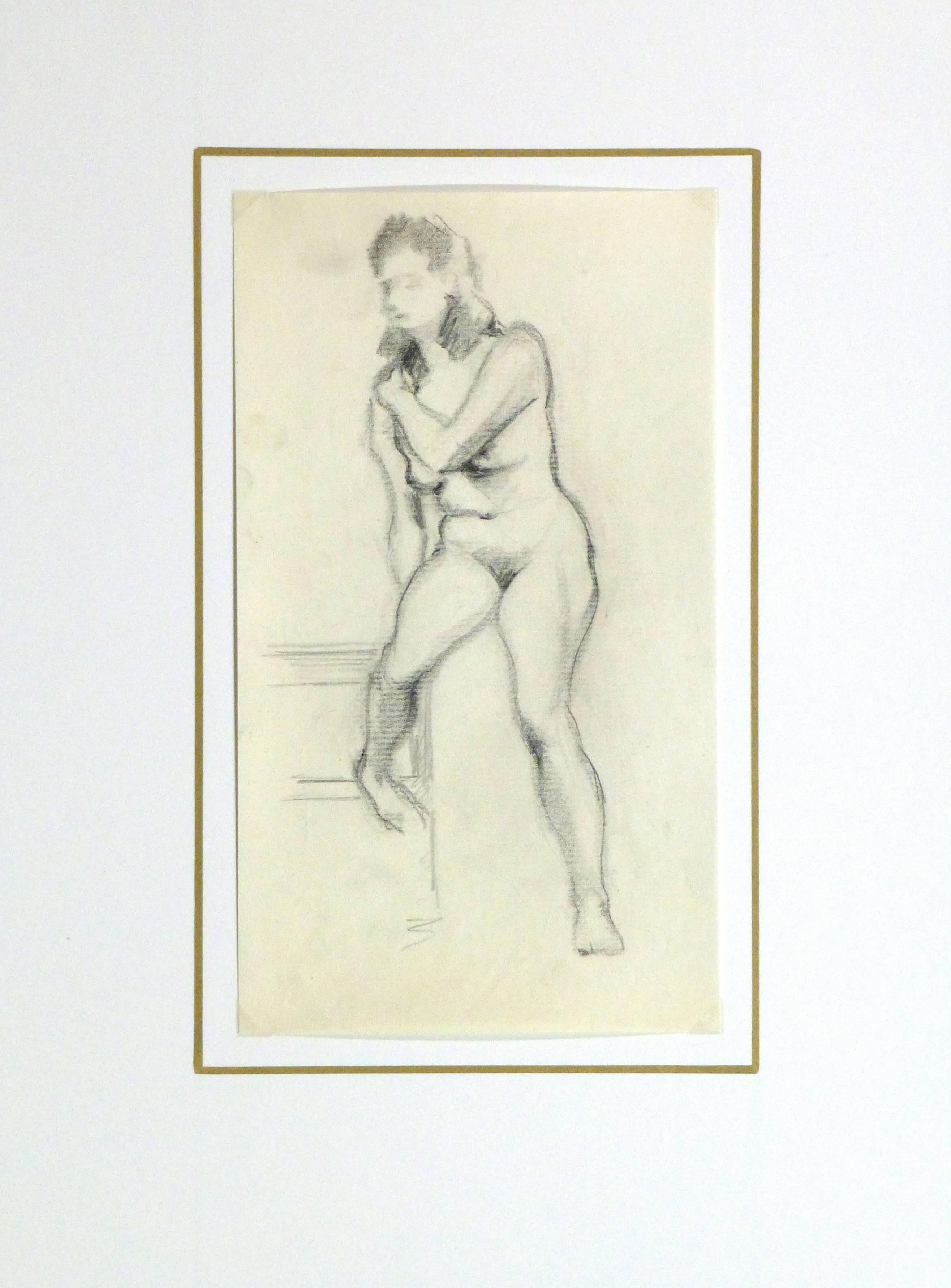Nude Pencil Sketch - Seated Female 2