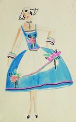 Vintage Parisian Theater Costume Sketch - Dutch Girl