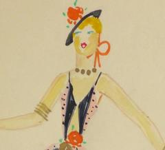 Vintage Parisian Theater Costume Sketch - Showgirl