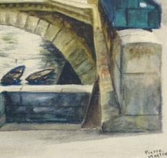 Vintage French Watercolor - Parisian Bridge