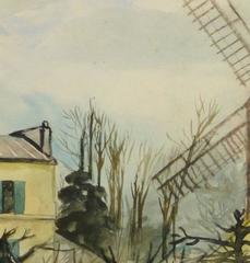 Französische Aquarelllandschaft im Vintage-Stil - Moulin de la Galette, Paris