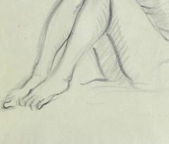Vintage Nude Pencil Sketch - Seated Male