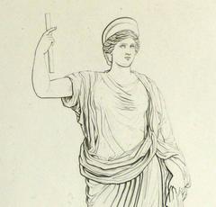 Antique Italian Copper Engraving - Female Statue