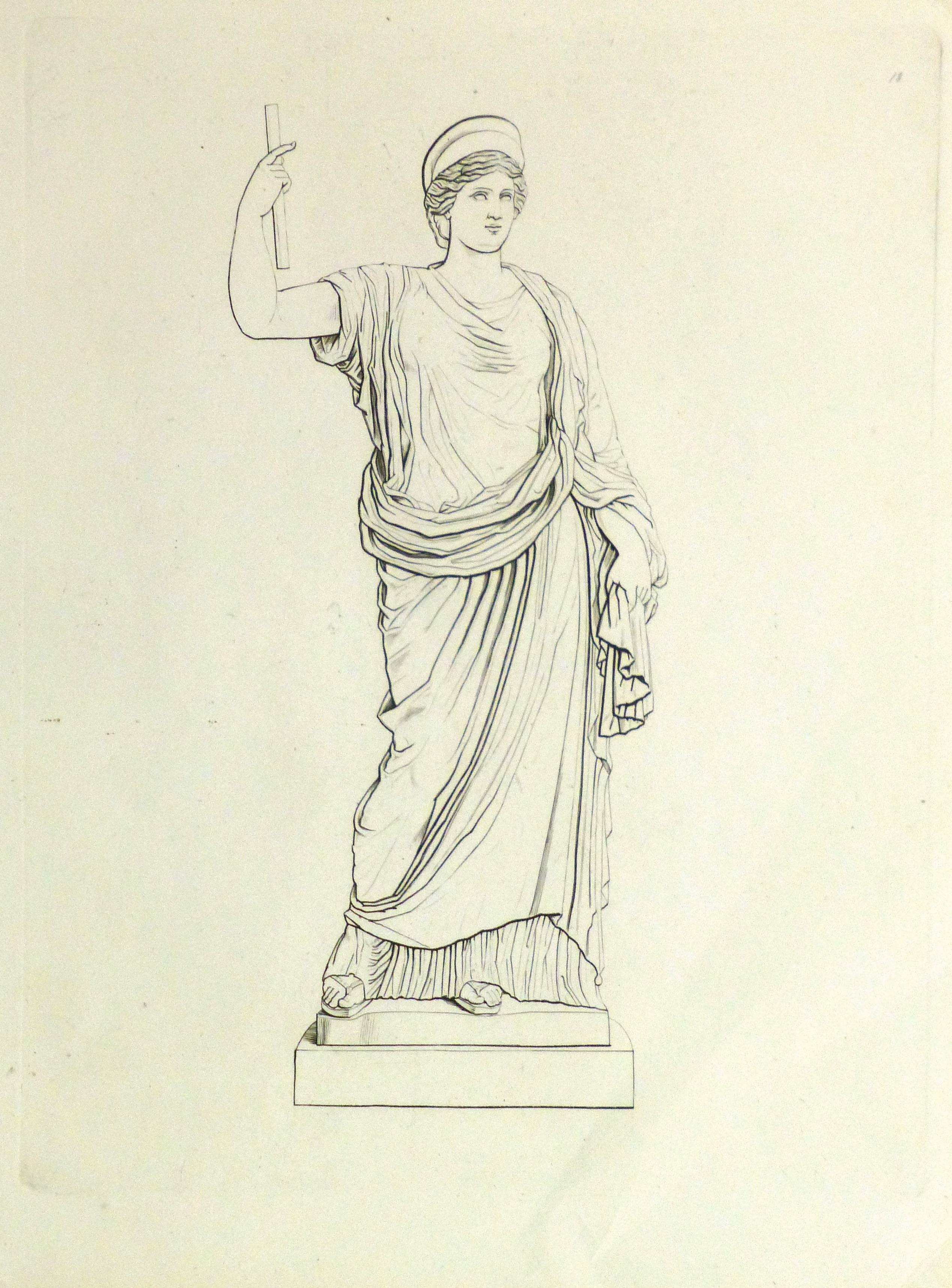 Unknown Still-Life Print - Antique Italian Copper Engraving - Female Statue