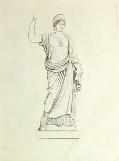 Antique Italian Copper Engraving - Female Statue