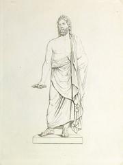 Antique Italian Copper Engraving Roman Male Statue