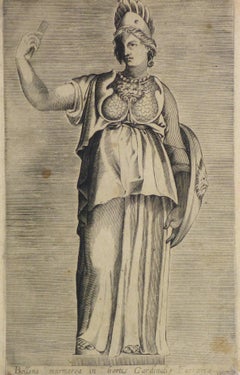 Antique Italian Engraving - Goddess Bellona
