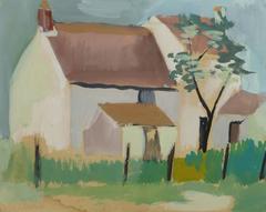 Vintage French Landscape - White Washed Cottage