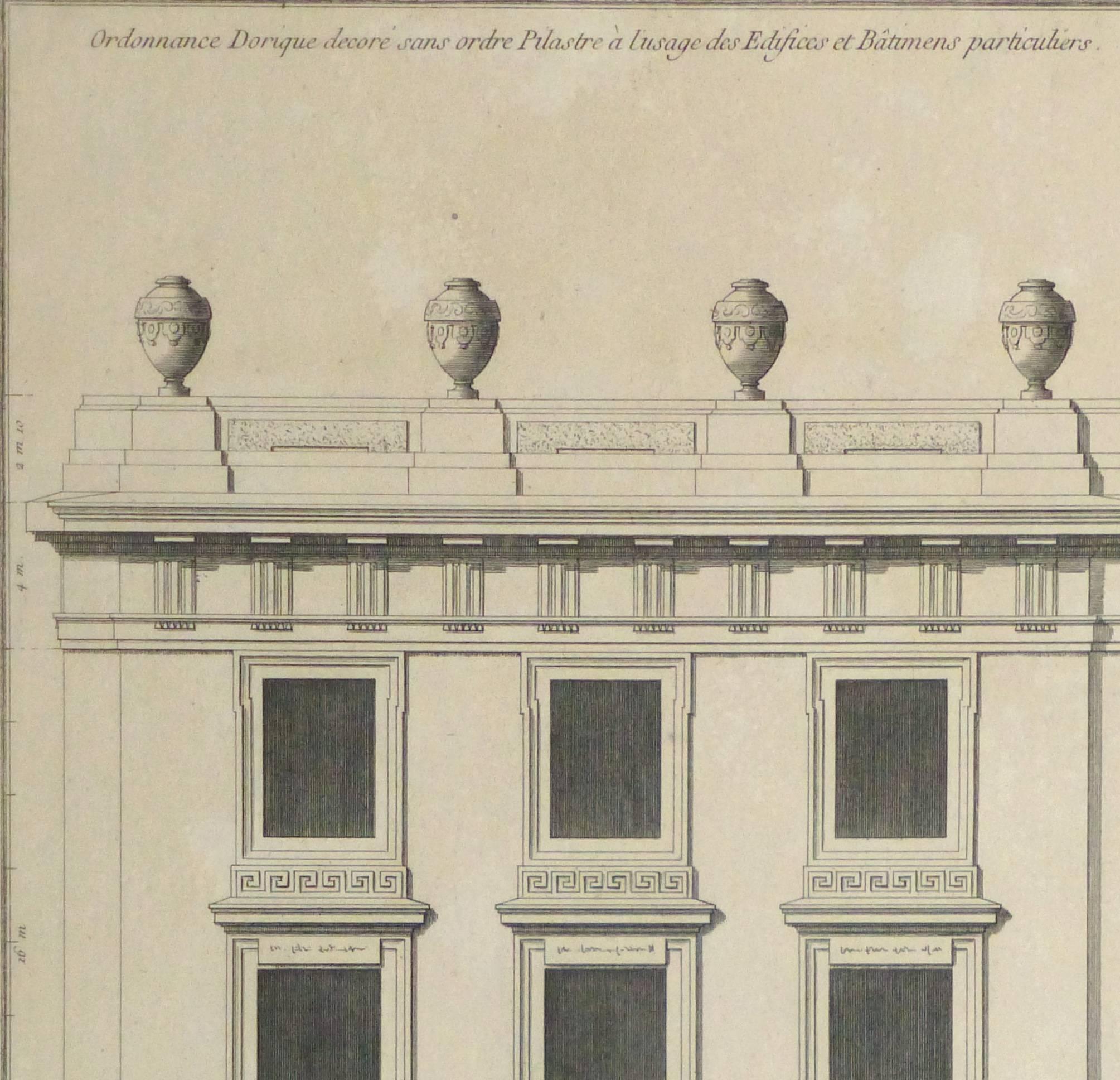 Antique French Copper Engraving - Doric Order Architectural Style - Print by Unknown