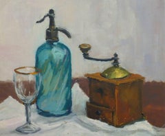 Retro French Oil Still Life - Seltzer & Coffee