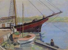 Vintage English Watercolor - Fareham Creek